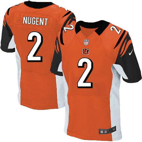 Men's Elite Mike Nugent Nike Jersey Orange Alternate - #2 NFL Cincinnati Bengals